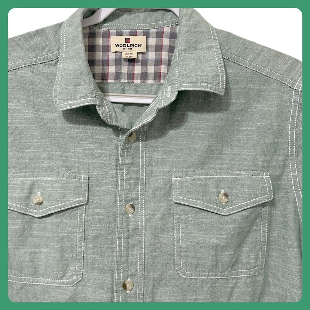 Woolrich Mens Green Short Sleeve Outdoor Shirt Sz XL